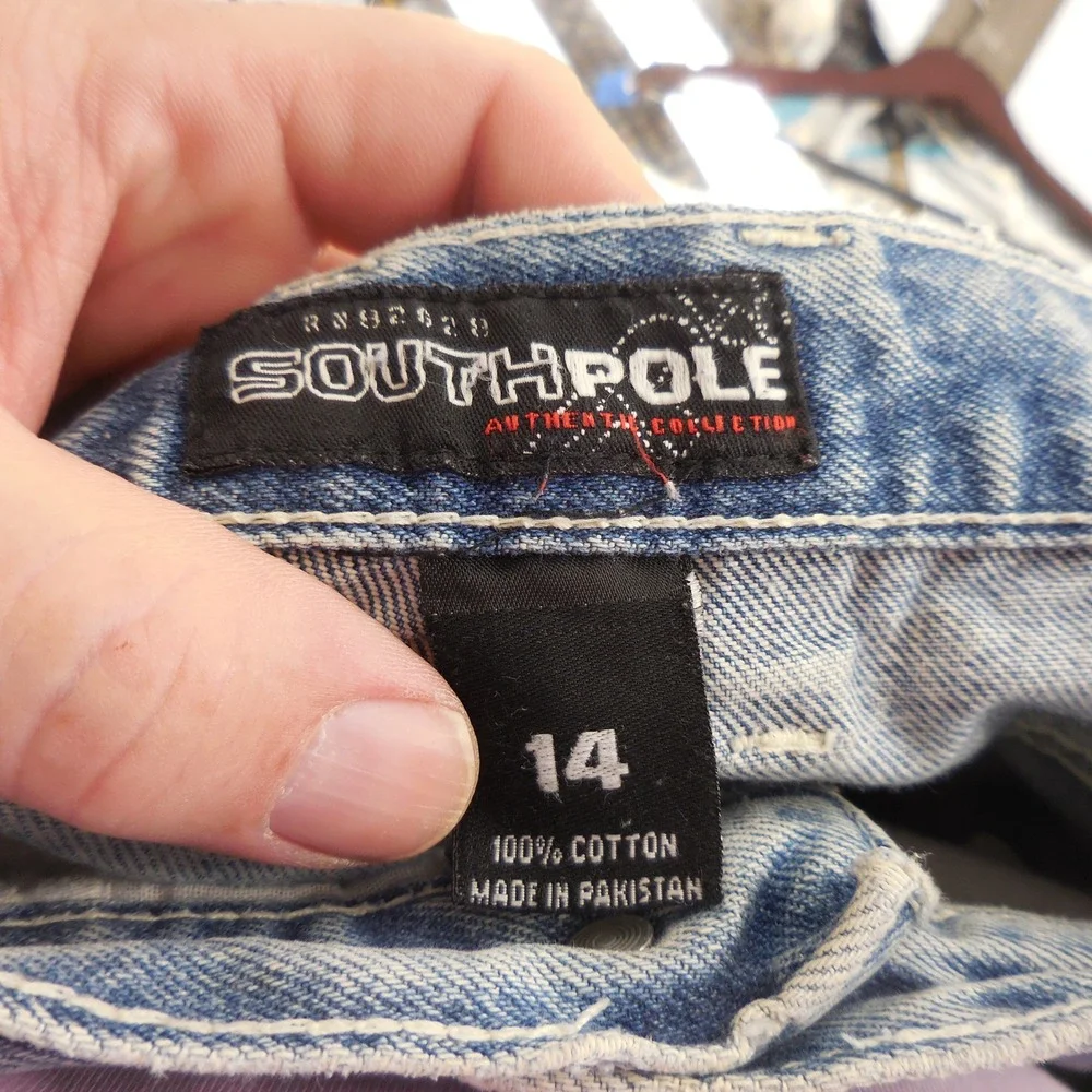 Southpole Baggy Light Wash Jeans Vintage Y2K Wide Leg Denim Mens 14 26x27
